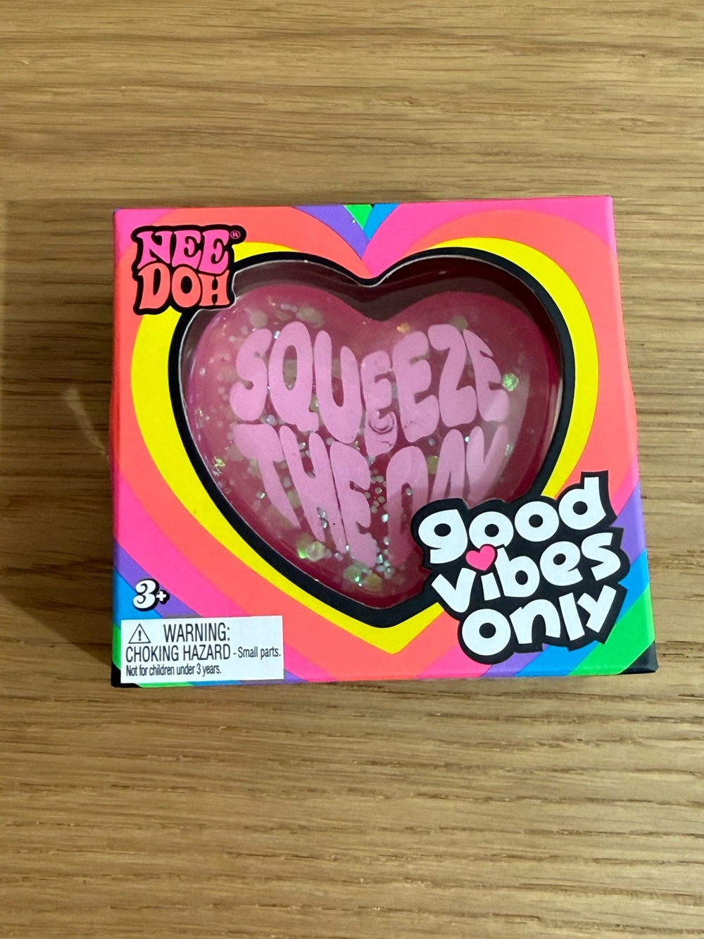 💓Schylling NeeDoh: Good Vibes Only Pink Heart 💓’Squeeze The Day’